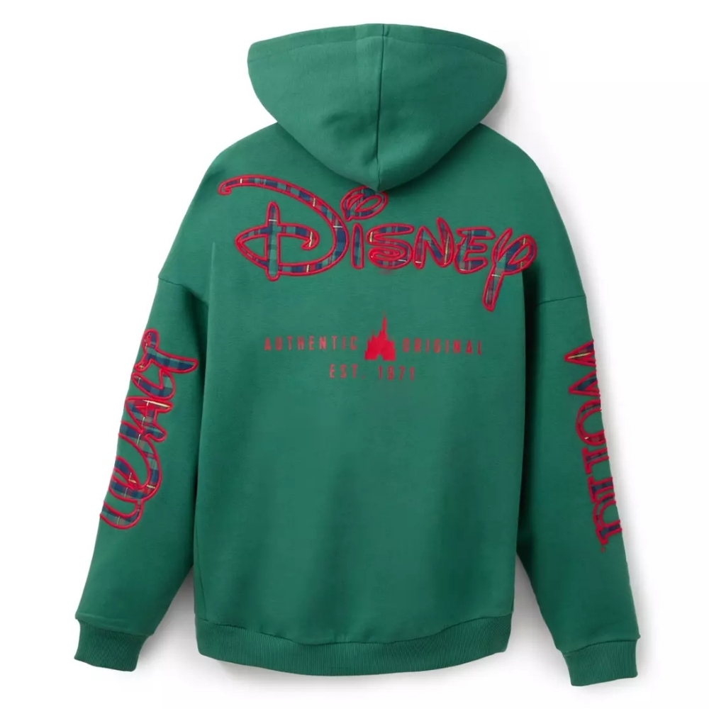 Walt Disney World Logo Zip Hoodie for Adults – Green with Plaid Unisex